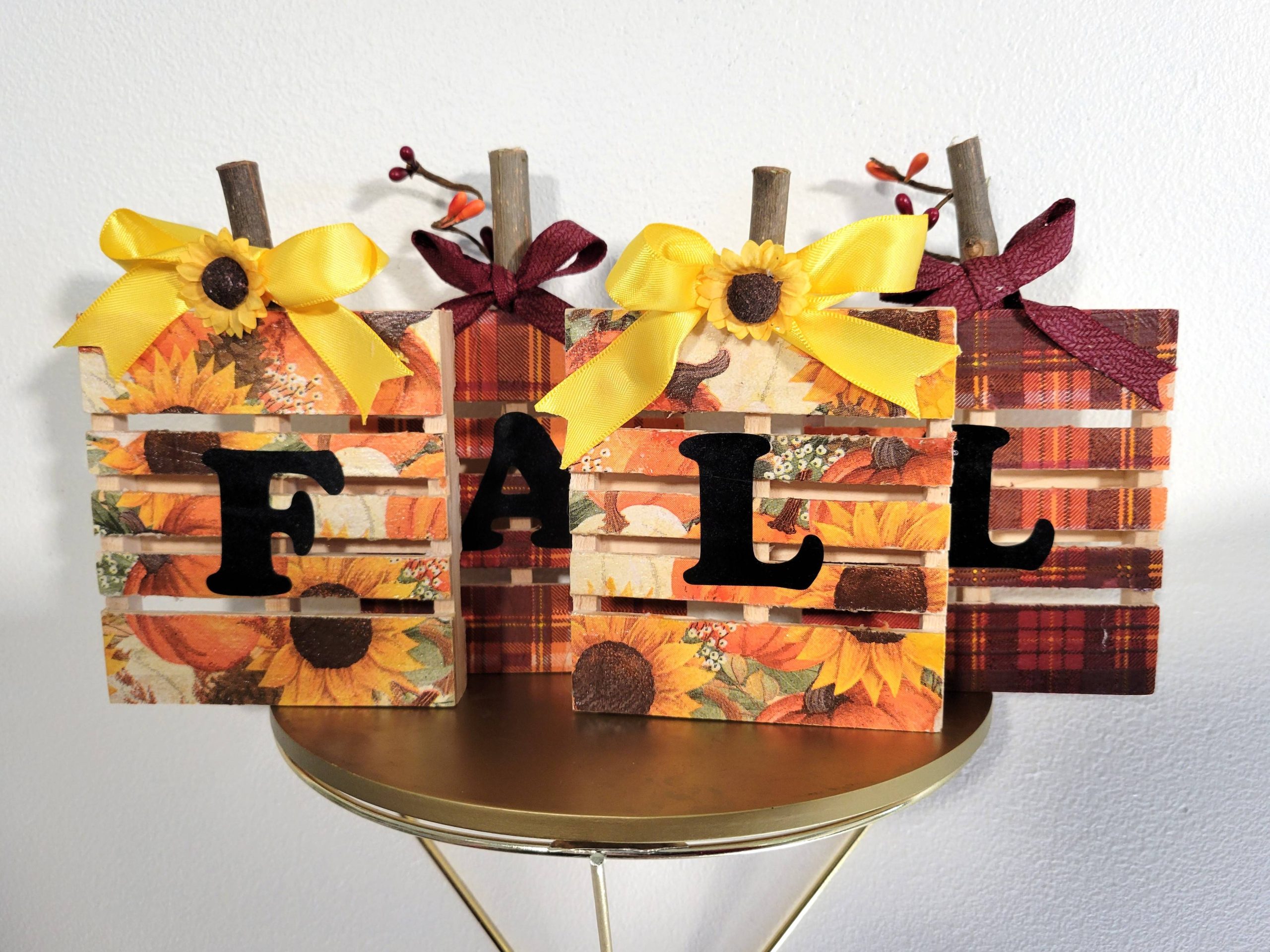 Dollar Tree Wood Pumpkins DIY - K & F Design